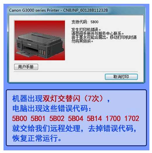 佳能打印机显示5B00或P07废墨怎么清零？2026年远程维修品牌评测与推荐